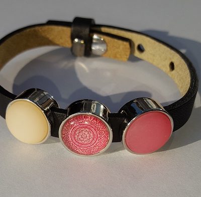 cuoio armband zwart - roze