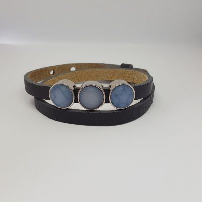 Cuoio armband grijs-blauw