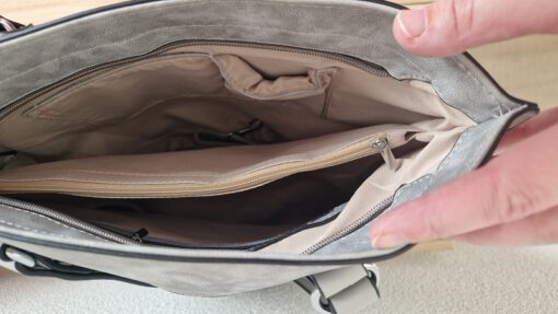 Grijze schoudertas met gaatjes print - Afbeelding 3