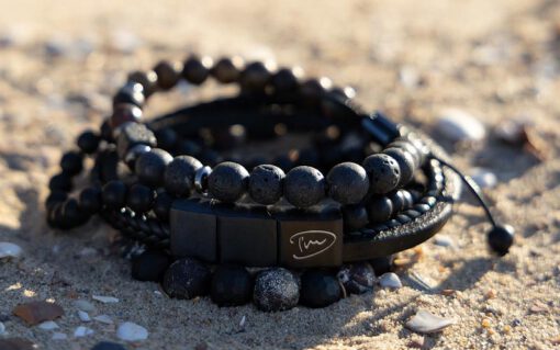 Zwarte kralen heren armband - Afbeelding 2