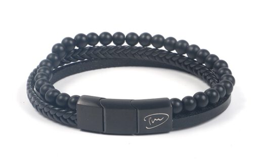 Zwarte kralen heren armband - Afbeelding 3