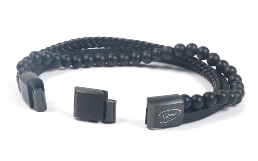 Zwarte kralen heren armband - Afbeelding 4