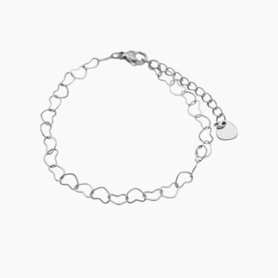 Hartjes schakel armband zilver