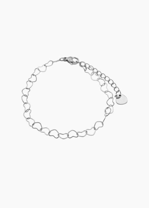 Hartjes schakel armband zilver