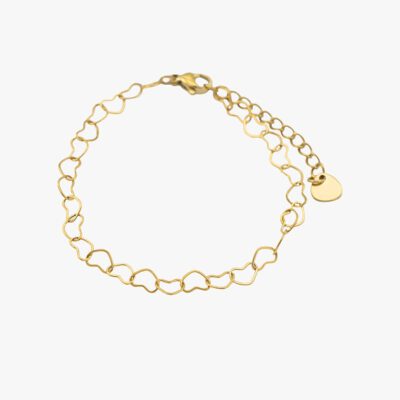 Hartjes schakel armband goud