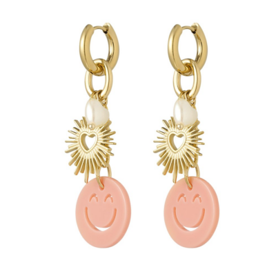 Smile oorbellen roze