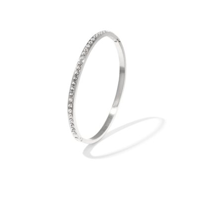 Bangle armband met rij steentjes zilver