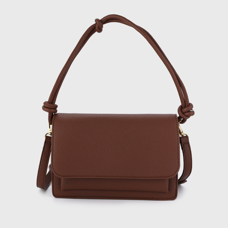 Bruine schoudertas crossbody tas met vakjes