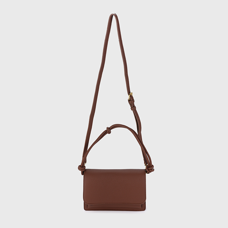 Bruine schoudertas crossbody tas met vakjes - Afbeelding 4